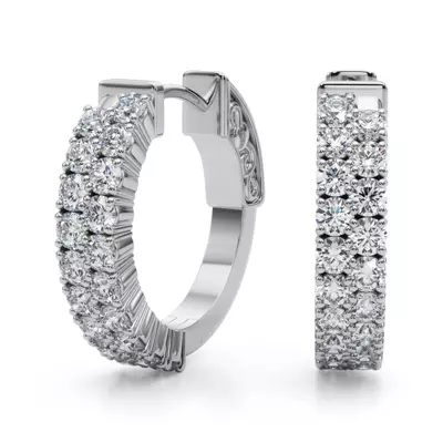Double Row Lab Diamond Hoop Earrings